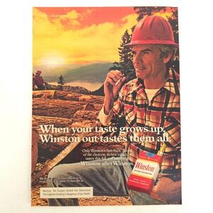 Vintage Winston Cigarettes Print Ad Logger Scene Tobacco 1979 Garage Wall Art